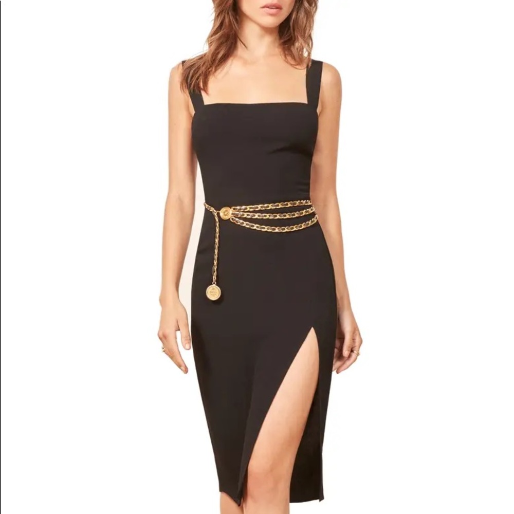 NWT NEW WITH TAGS Reformation Christina Side Slit Dress Black Size 4